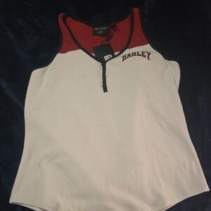 Harley-Davidson Red and White Zip Tank